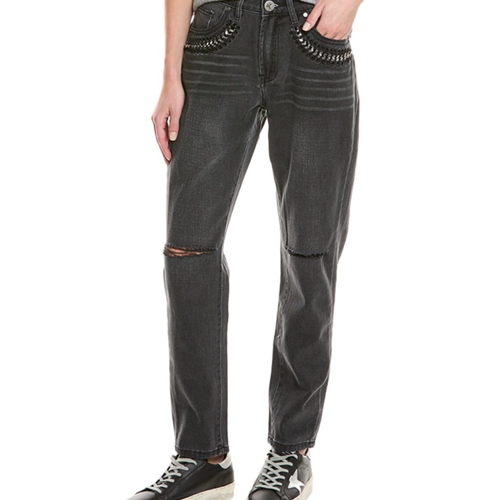 One Teaspoon Black Straight Leg Jeans Relaxed Fit